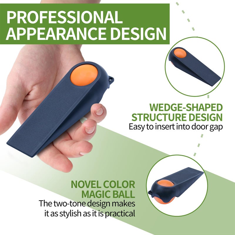COVERCORNER Door Stoppers for Bottom of Door, Rubber Door Stopper Wedges, Door Holders for All Types of Surfaces, 2 Pack Magic Ball Door Stops, 5 inch, Black and Orange - Image 3