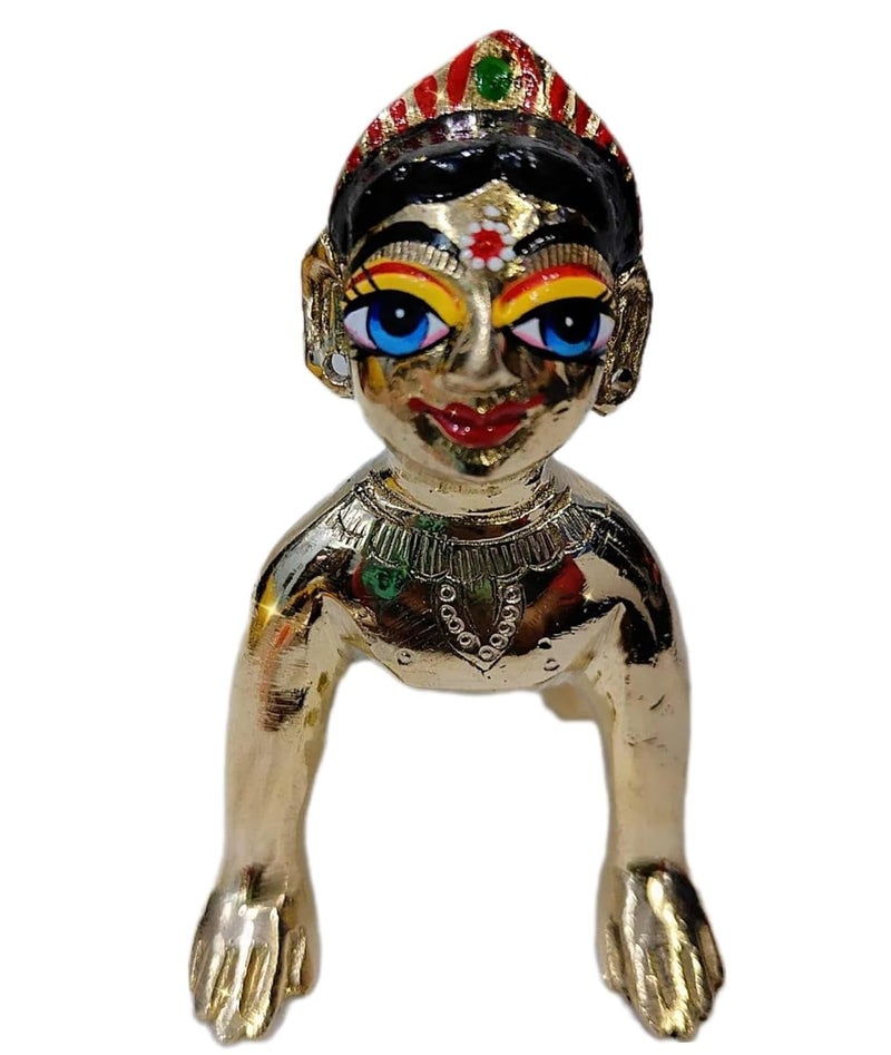 PARTISH PARTISH Brass Bal Radha Rani Murti L Kishori Ji With Heavy Dress And All Accessories With Face Makeup Size 4 Fantasy  - Image 2