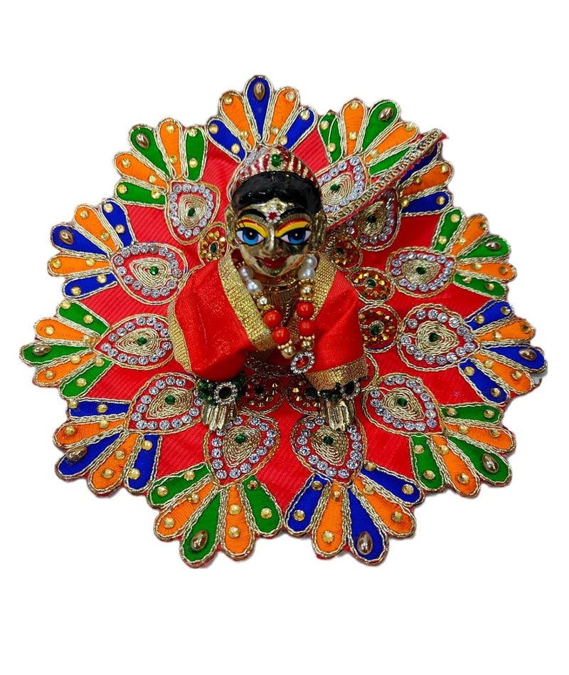 PARTISH PARTISH Brass Bal Radha Rani Murti L Kishori Ji With Heavy Dress And All Accessories With Face Makeup Size 4 Fantasy  - Image 1