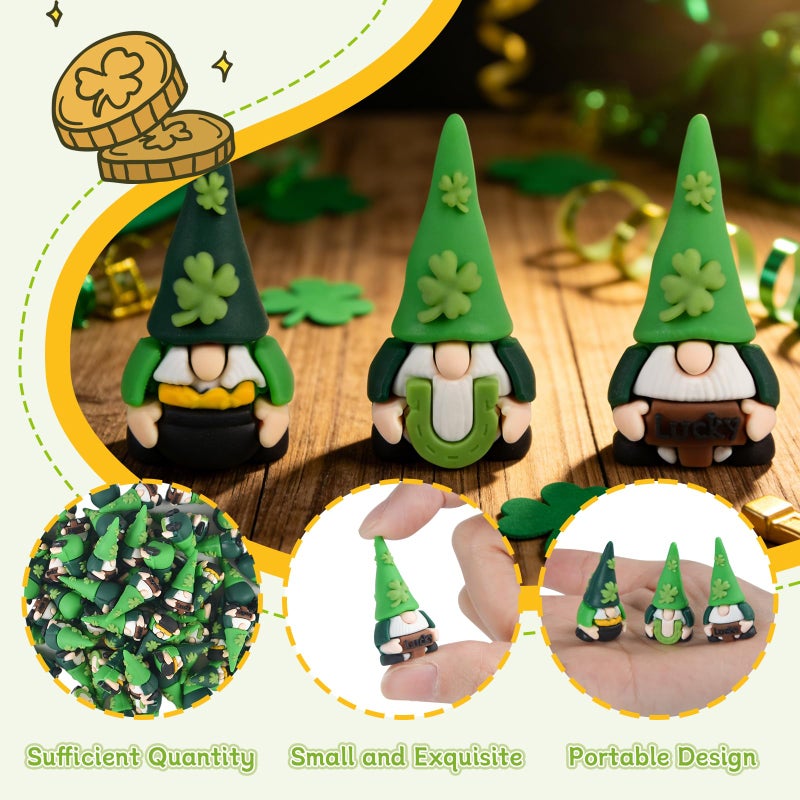 letesult 60PCS Mini St Patrick's Day Gnomes Figurines, Tiny Gnomes Figures Spring Irish Leprechaun Decor Small Statues to Hide and Seek, Miniature St Patricks Gnome Ornaments Decorations for Home Table Decor - Image 3