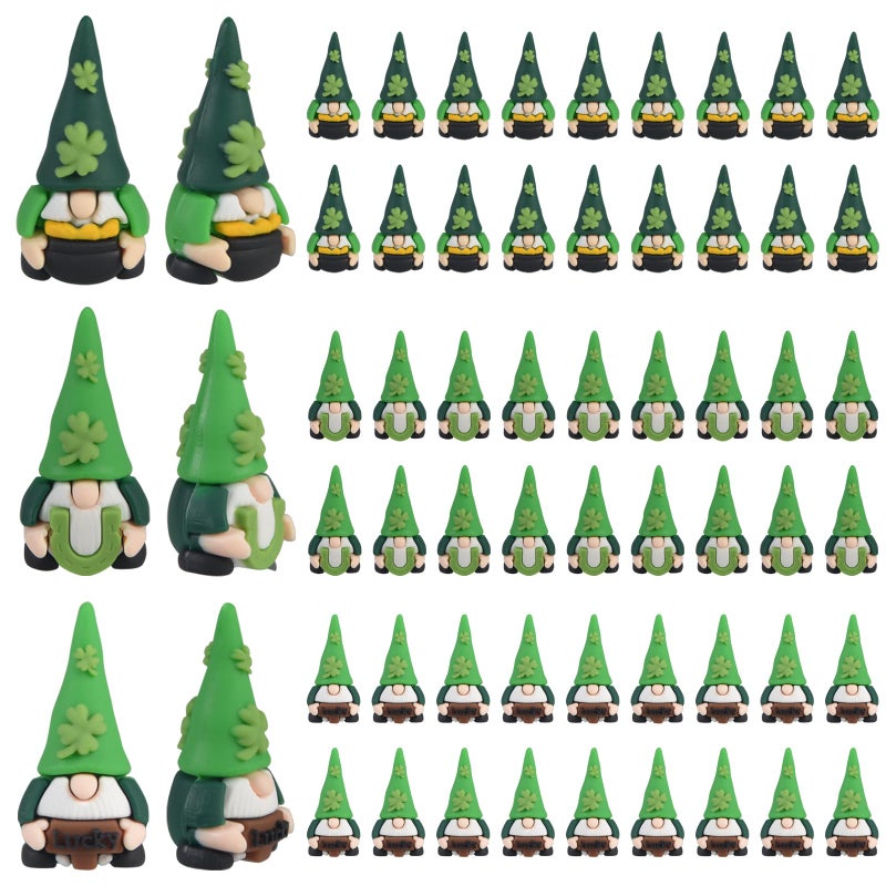 letesult 60PCS Mini St Patrick's Day Gnomes Figurines, Tiny Gnomes Figures Spring Irish Leprechaun Decor Small Statues to Hide and Seek, Miniature St Patricks Gnome Ornaments Decorations for Home Table Decor - Image 1