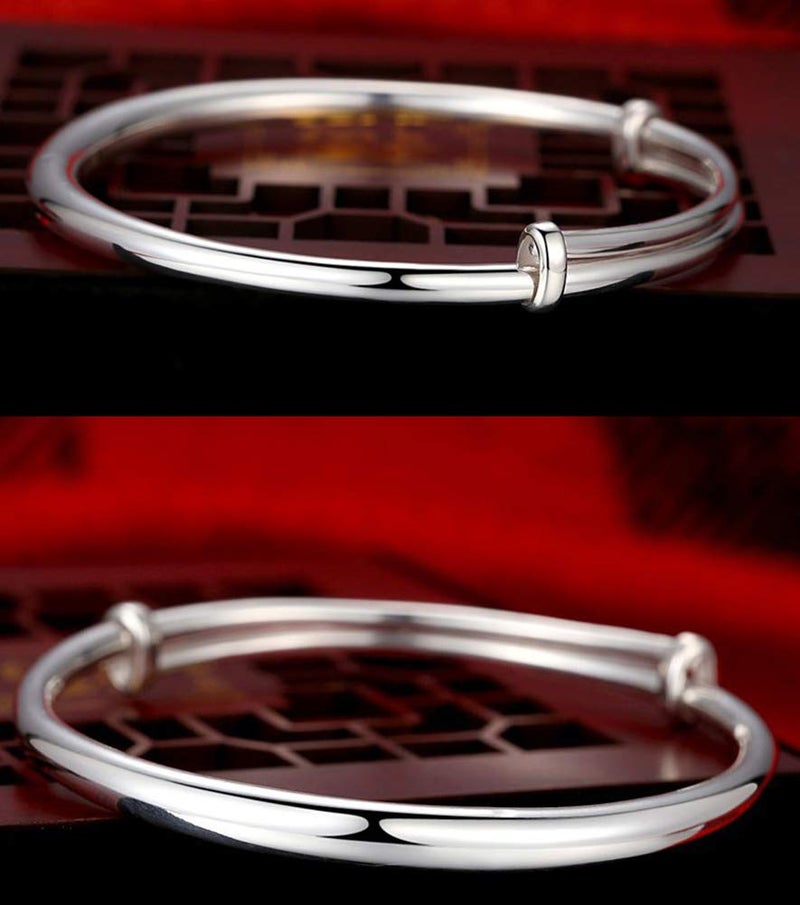 SOSUO Fashion Women Jewelry Solid 925 Sterling Bangle Bracelet Gift, Silver, (9inch) - Image 3