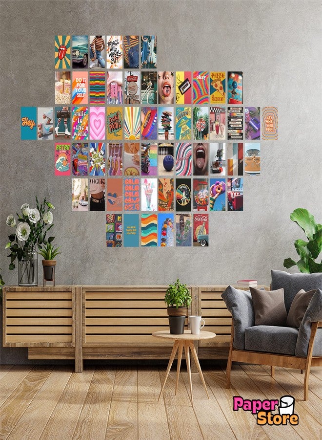 Thepaper9store Retro Collage Kit Aesthetic Room Decor Self Adhesive Wall Posters Kit for Bed Room Decoration Aesthetic Posters (Set of 60) - Image 4