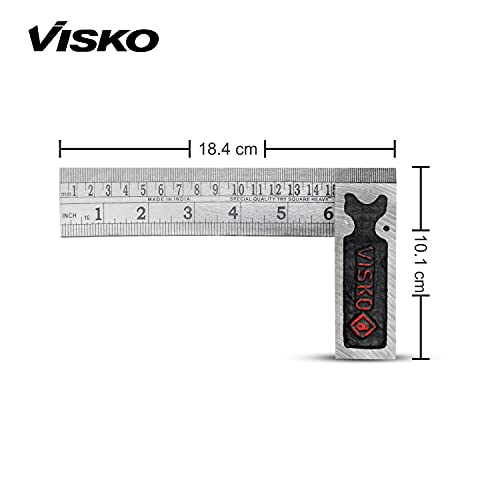 Visko Tools 232 Try Square | Multifunctional Combination Angle Ruler | Stainless Steel Adjustable | Combination Square | Right Angle Ruler | Silver Color | 8 Inch | - Image 4