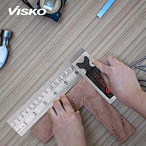 Visko Tools 232 Try Square | Multifunctional Combination Angle Ruler | Stainless Steel Adjustable | Combination Square | Right Angle Ruler | Silver Color | 8 Inch | - Image 5