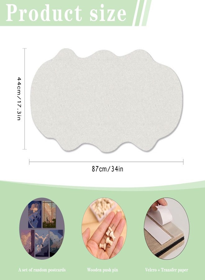 LIYAOLI Cute Bulletin Board for Walls 34'' x 17'' Push Pin Board,Cloud Vision Boards Picture Board for Photos Decorative Cork Board for Office Felt Bulletin Board with 15 Push Pins - Image 5