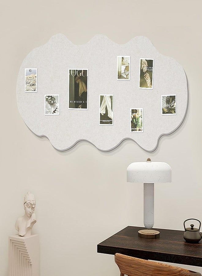 LIYAOLI Cute Bulletin Board for Walls 34'' x 17'' Push Pin Board,Cloud Vision Boards Picture Board for Photos Decorative Cork Board for Office Felt Bulletin Board with 15 Push Pins - Image 3