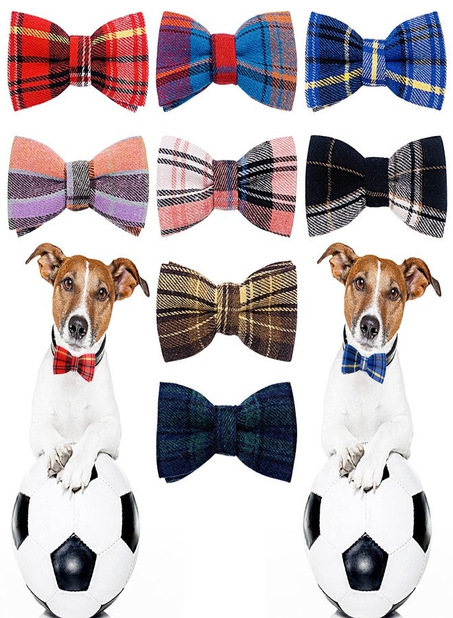PET SHOW 8pcs Plaid Small Dogs Collar Bow Ties Puppies Cats Collar Charms Accessories Slides Attachment Bowties for Birthday Wedding Parties Assorted - Image 1