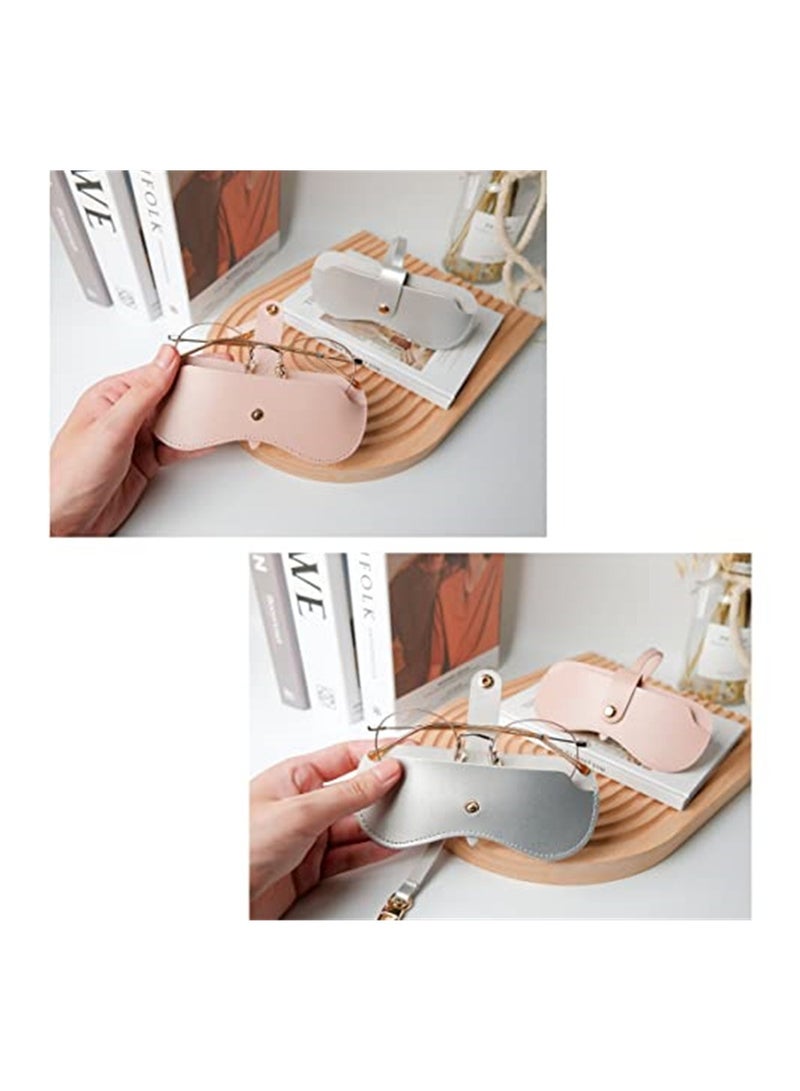Excefore 2 Pack Portable Slim Soft Leather Sunglasses Pouch, Storage  Leather Eyewear Sleeve for Women - Image 4