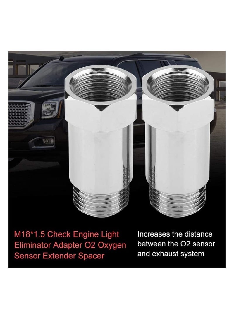 Universal O2 Sensor Spacer 2 Pcs 45mm M18x15 Check Engine Light Fix Oxygen Sensor Extender for Exhaust Systems Silver - Image 3