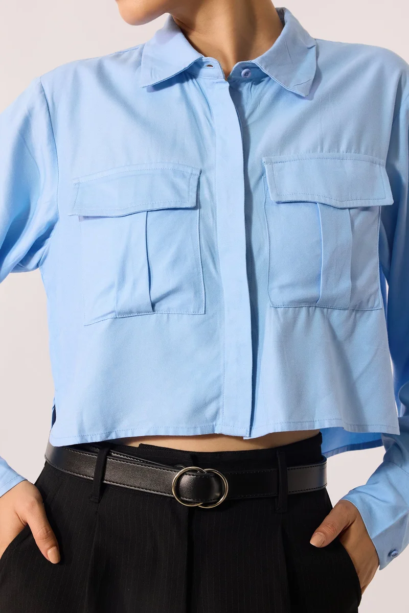 فيرجيو Viscose Oversize Workwear Shirts With Pockets for Women