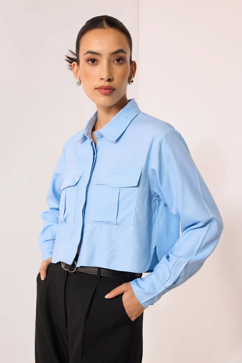 فيرجيو Viscose Oversize Workwear Shirts With Pockets for Women