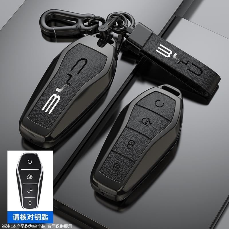 بي واي دي غطاء سلسلة مفاتيح من سبائك الزنك لسيارات BYD Qin PLUS و Seal 06 و Dolphin و Seagull و Qin L و Han DMI و Tang و Song Pro و Yuan - Image 1