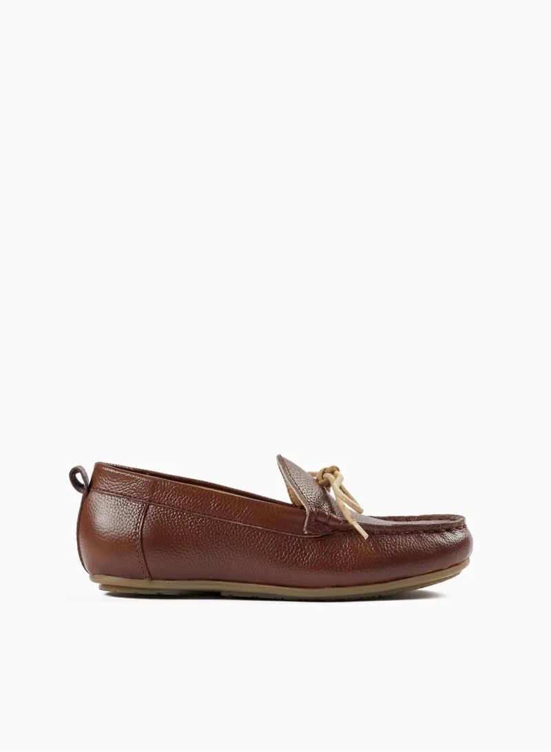 زيبي Zippy Leather Deck Shoes For Boys