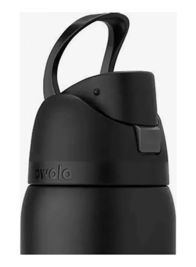 زجاجة ماء أووالا فري سيب معزولة من الفولاذ المقاوم للصدأ مع مصاصة، مقاومة للتسرب وخالية من مادة BPA، سعة 27  أونصة ، قطعة واحدة (أسود) - Image 2