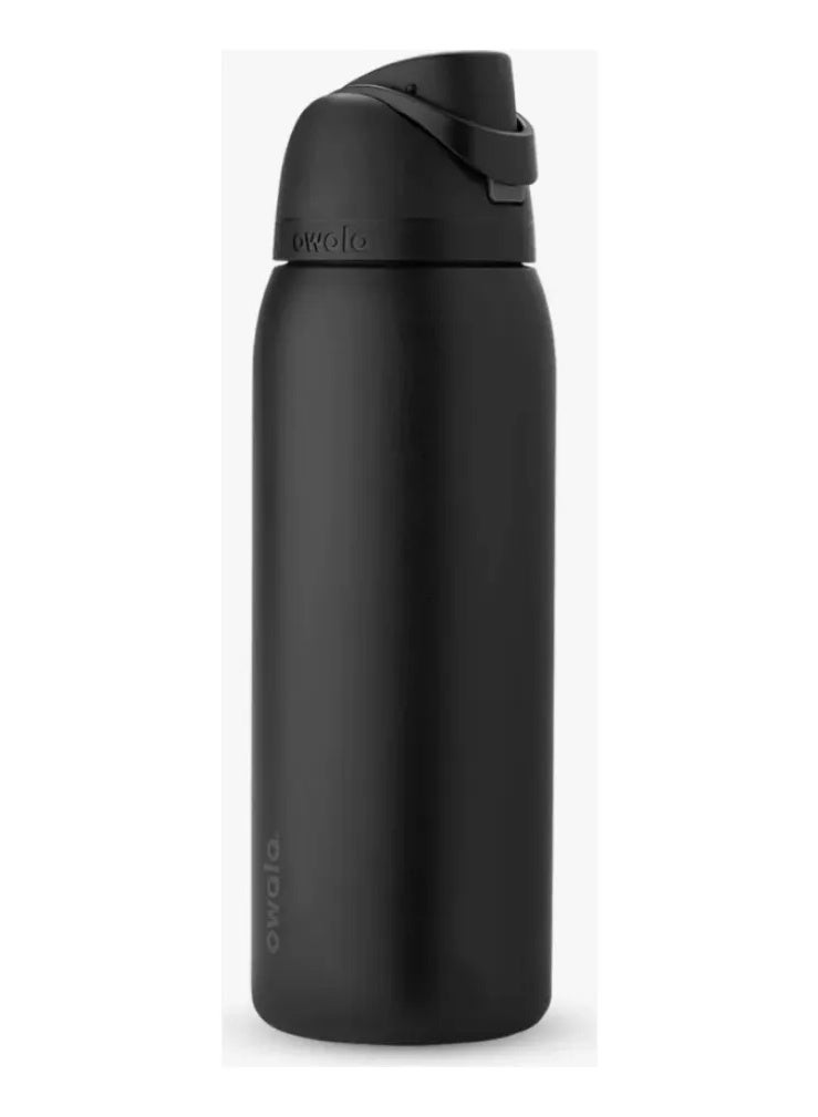 زجاجة ماء أووالا فري سيب معزولة من الفولاذ المقاوم للصدأ مع مصاصة، مقاومة للتسرب وخالية من مادة BPA، سعة 27  أونصة ، قطعة واحدة (أسود) - Image 4