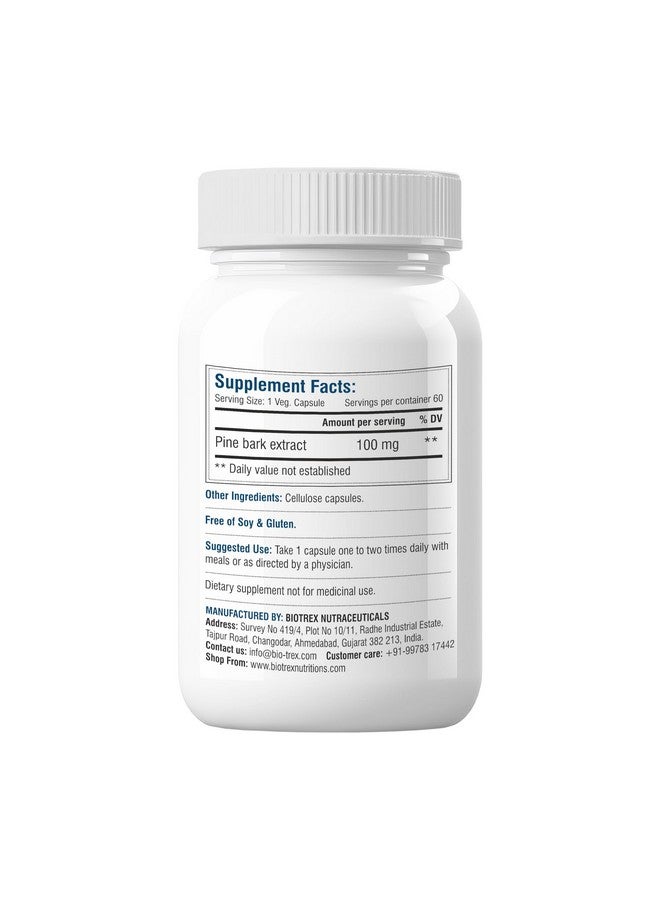 Biotrex Nutraceuticals Biotrex Pine Bark 100mg A Powerfull Antioxidant Supplement - 60 Capsules - Image 2