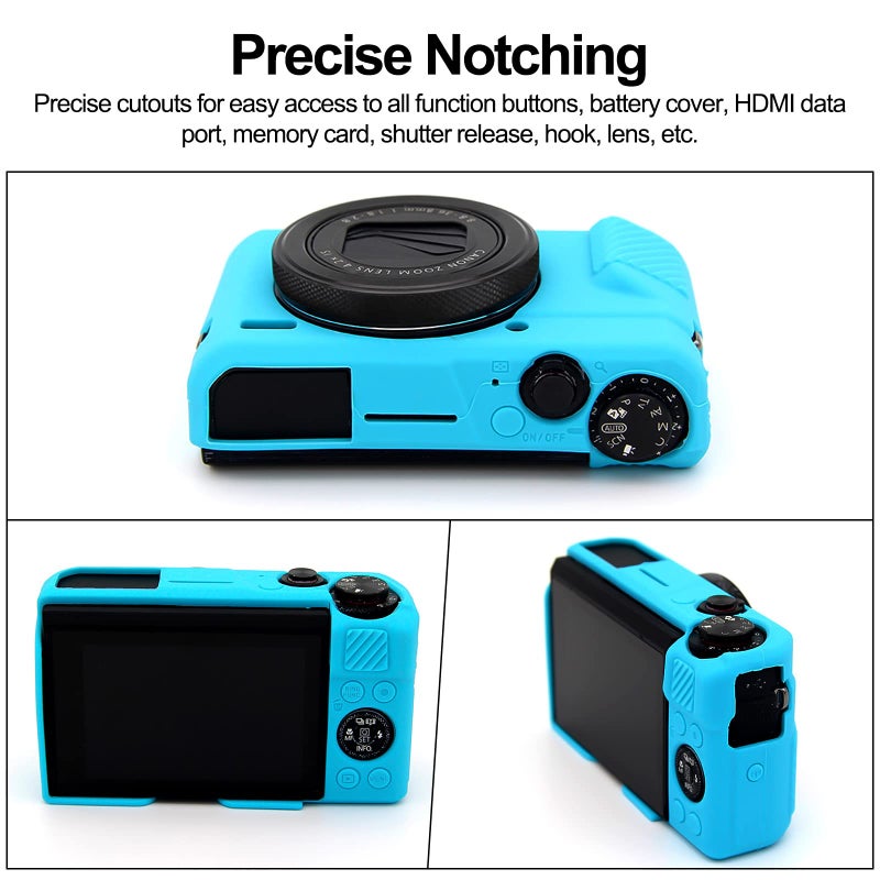 Easy Hood G7X Mark II Case G7X Camera Silicone Case, Soft Silicone Protective Cover for Canon Powershot G7X Mark II DSLR Camera (Blue) - Image 4