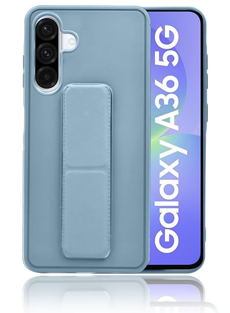 3-in-1 Magnetic Wrist Strap Hand Grip Stand Back Case Cover With Foldable Kickstand & Finger Strap for Samsung Galaxy A36- Sky Blue - Image 1