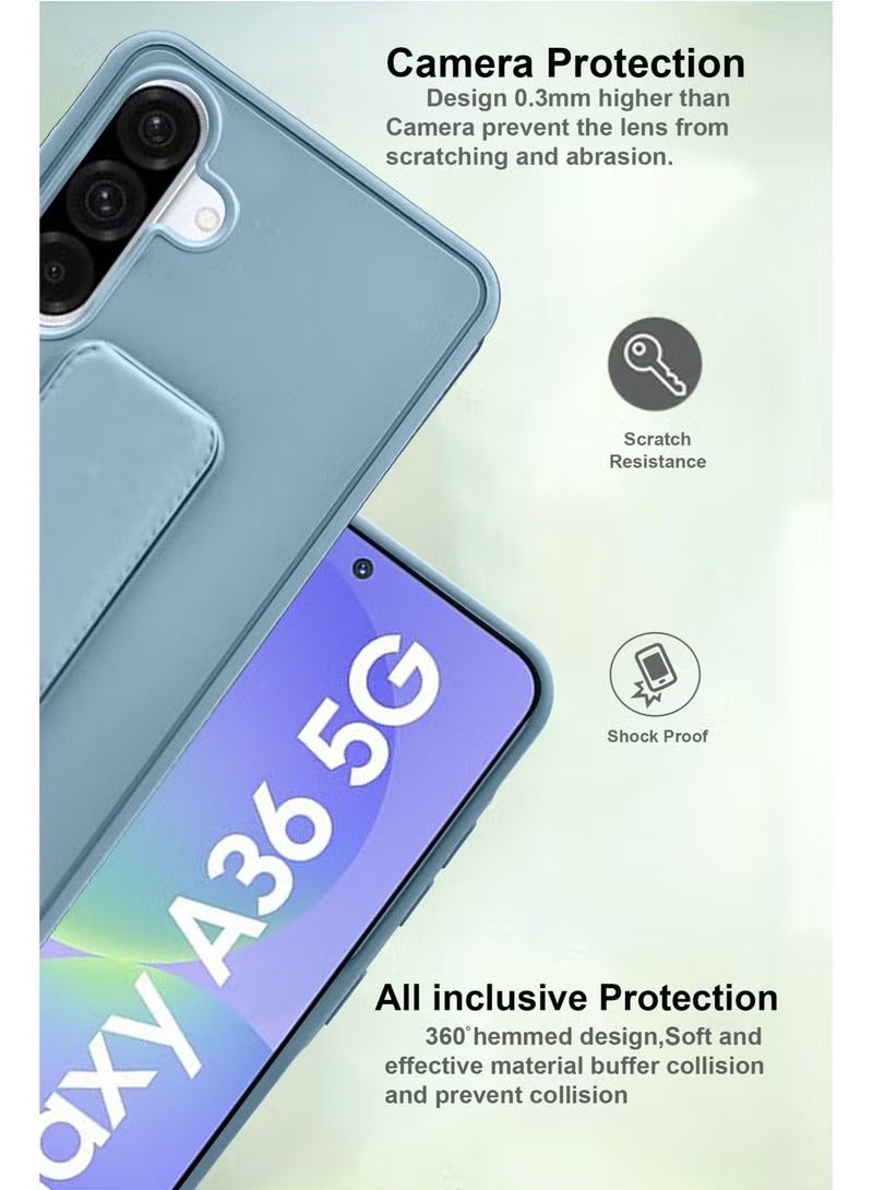 3-in-1 Magnetic Wrist Strap Hand Grip Stand Back Case Cover With Foldable Kickstand & Finger Strap for Samsung Galaxy A36- Sky Blue - Image 4