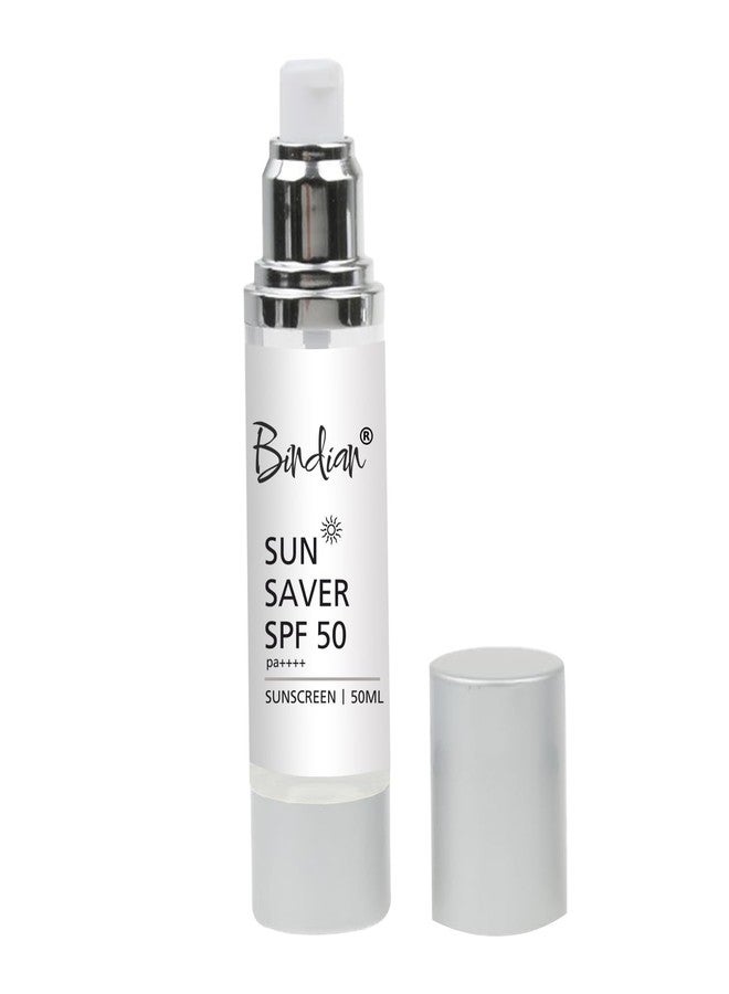 Bindian Sun Saver SPF 50 PA++++ Sunscreen, 50ml, Broad Spectrum Protection with Zinc Oxide and Titanium Dioxide - Image 1