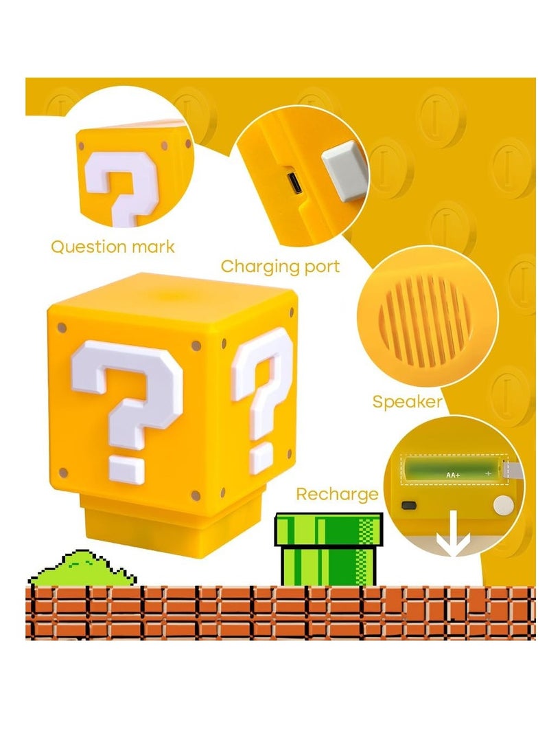 Paladone - Super Mario Bros Toys Illusion Night Light for Kids Controllable Sound Question Square LED Night Lamp Beside Lamp Gifts for Kids & Game Fans Mario Room Decorations Kids Lamp - Image 1