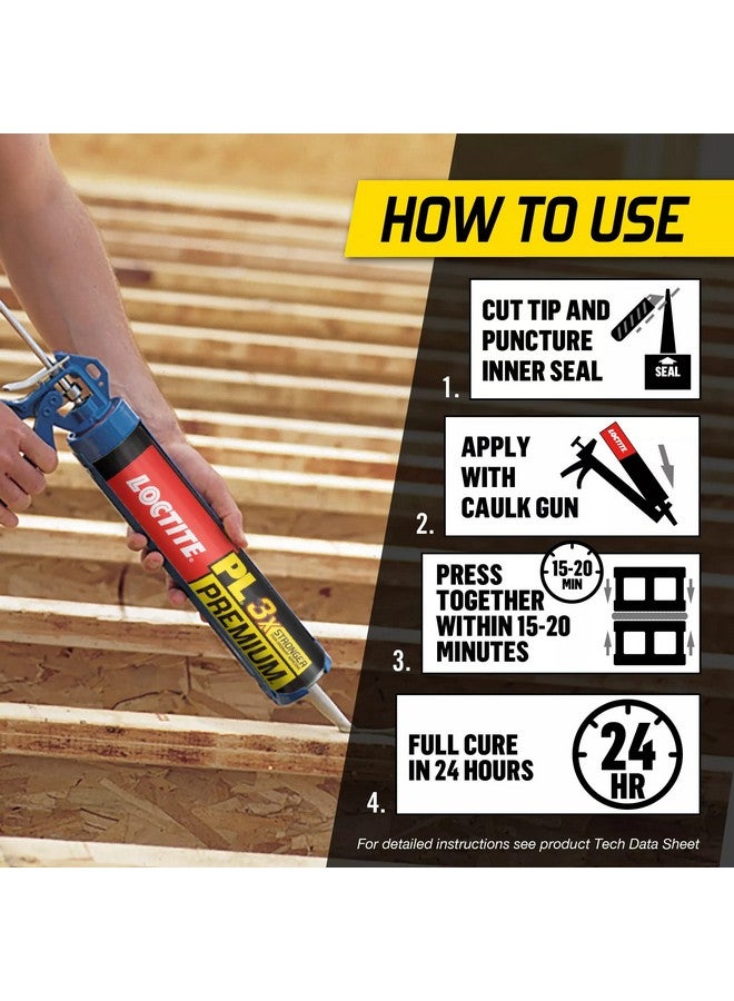 لوكتيت لاصق بناء ممتاز من البولي يوريثان من لوكتايت بي إل، غراء بناء متعدد الاستخدامات للخشب والخرسانة والحجر والمعادن وغيرها - 10 أونصة سائلة، عبوة من 6 قطع - Image 2