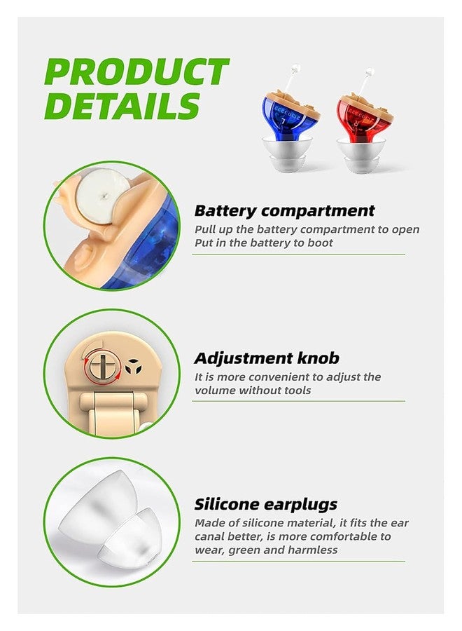 HP SOUND PLUS HEARING AID HP 910 CIC HEARING AMPLIFIER FOR MODERATE HEARING LOSS MINI CIC (RED & BLUE) - Image 4