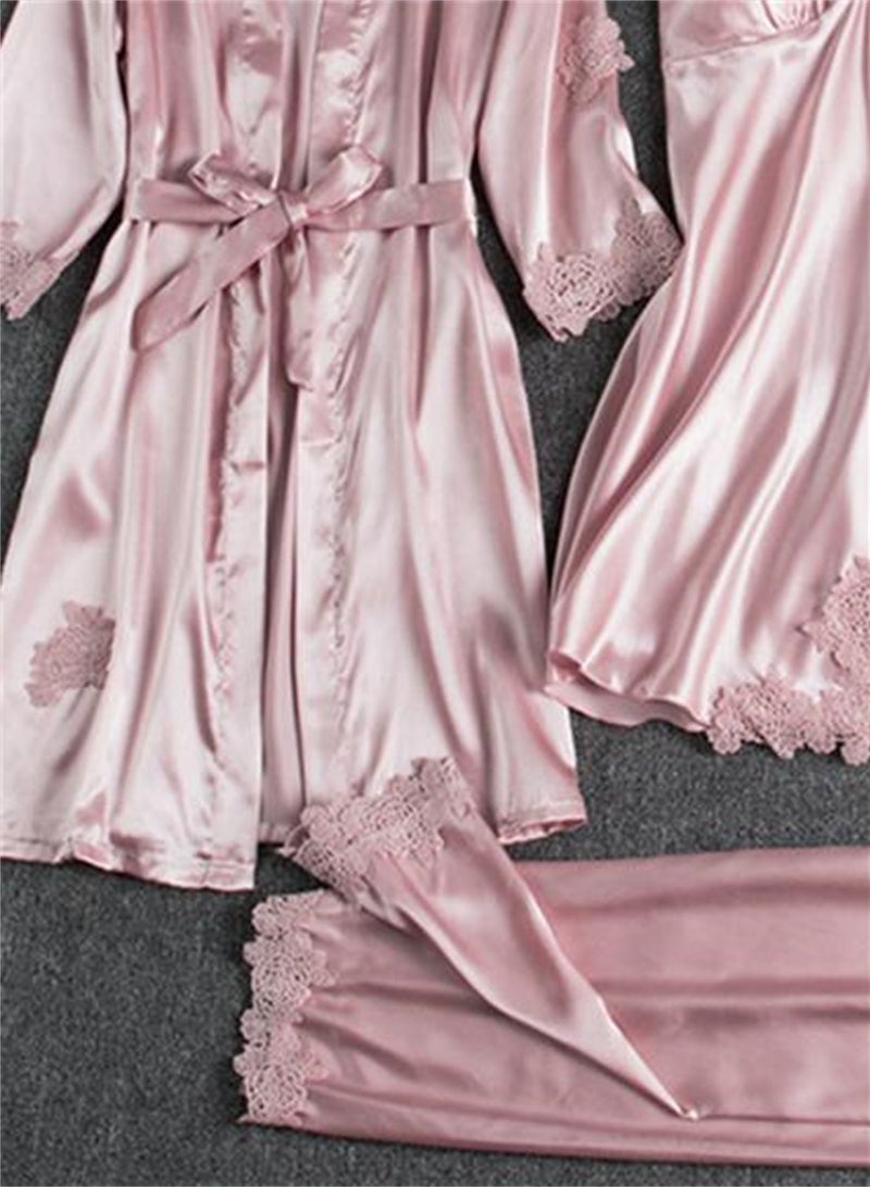 5pcs ice silk home wear long sleeve thin pajamas set  - Image 3