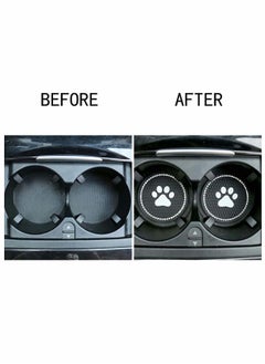 Y&D Bling Car Coasters 2 Packs PVC Cup Holder Insert Coaster Durable Anti Slip Mat Universal Vehicle Interior Accessories Paw Print Crystal Glitter for Women and Men  - Image 2