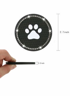 Y&D Bling Car Coasters 2 Packs PVC Cup Holder Insert Coaster Durable Anti Slip Mat Universal Vehicle Interior Accessories Paw Print Crystal Glitter for Women and Men  - Image 4