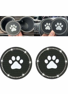 Y&D Bling Car Coasters 2 Packs PVC Cup Holder Insert Coaster Durable Anti Slip Mat Universal Vehicle Interior Accessories Paw Print Crystal Glitter for Women and Men  - Image 5