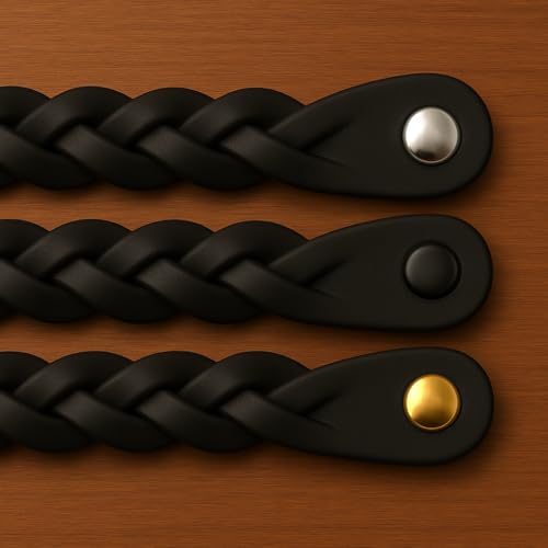 Brute Strength Leather Drawer Pulls Braided Black 12 pcs 612 x 1 Leather Handle Dresser Pulls Cabinet Dresser Knobs - Image 3