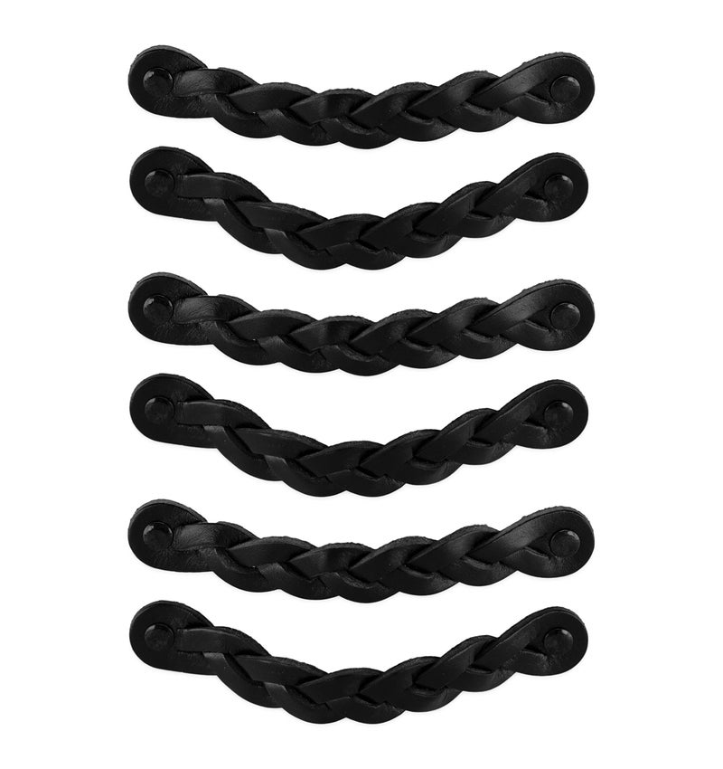 Brute Strength Leather Drawer Pulls Braided Black 12 pcs 612 x 1 Leather Handle Dresser Pulls Cabinet Dresser Knobs - Image 2