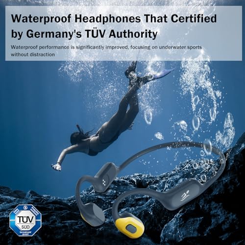 MARLALL Swimming Bone Conduction Headphones with Night Safety Light, IP68 Waterproof 32G MP3 Memory, Soft Silicone Underwater Headphones,Submersible Sport Earbuds/Earphones for Swimming Diving-Lemon Yellow - Image 2