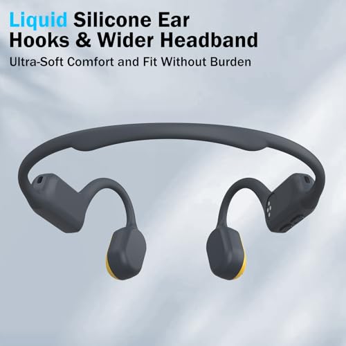 MARLALL Swimming Bone Conduction Headphones with Night Safety Light, IP68 Waterproof 32G MP3 Memory, Soft Silicone Underwater Headphones,Submersible Sport Earbuds/Earphones for Swimming Diving-Lemon Yellow - Image 5