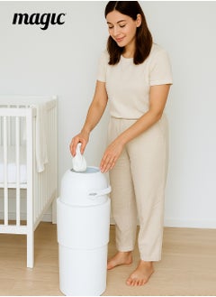 Magic HEKA L Diaper Pail | Odorless & Telescopic | 45 Diaper Capacity | 40 CM to 63 CM Adjustable Height | 2nd Life Concept: Converts to Potty Trainer, Kitchen Waste Bin, or Toilet Lid | Free Roll of 15 Bags  - Image 4