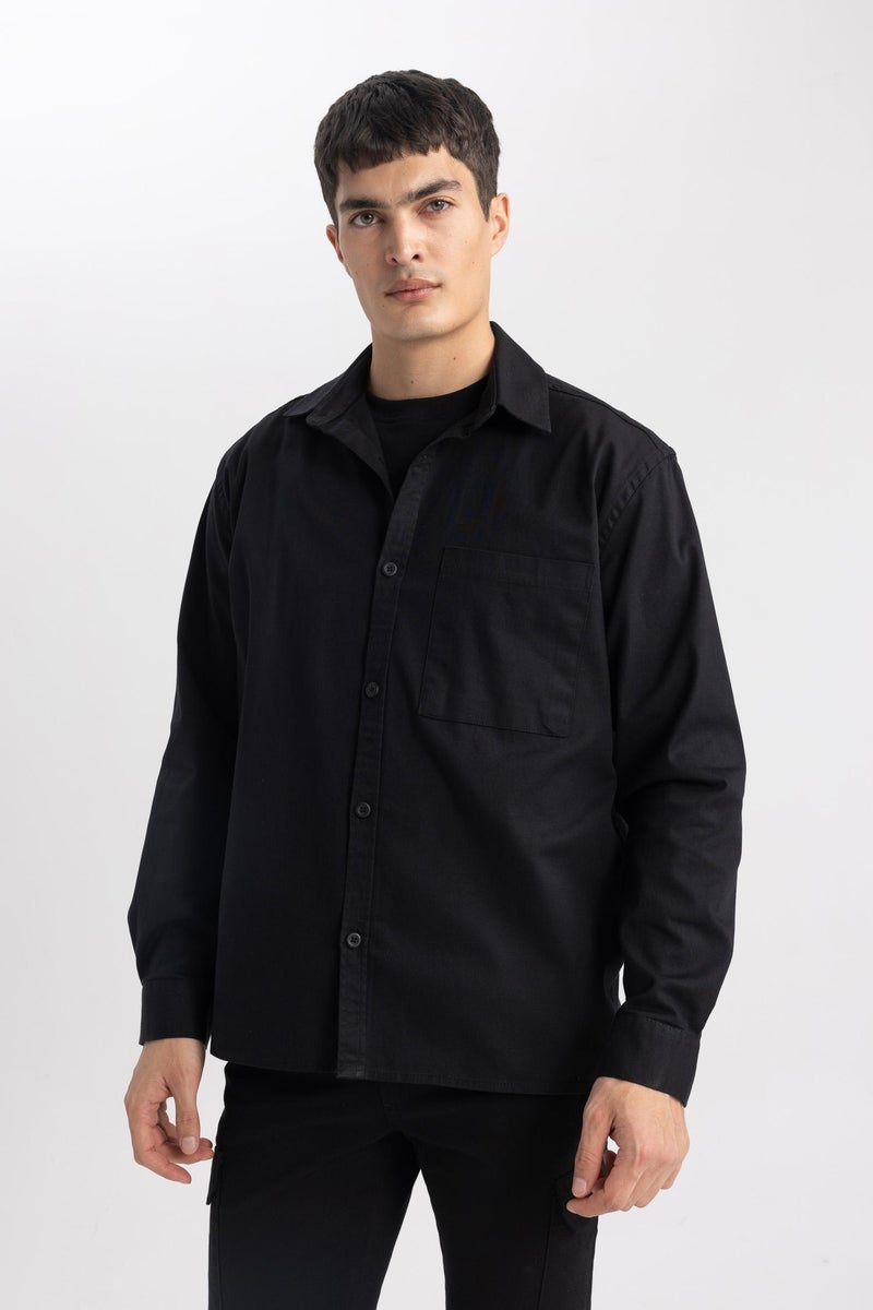 DeFacto Black Man Relax Fit Polo Collar Shirt Casual - Image 3