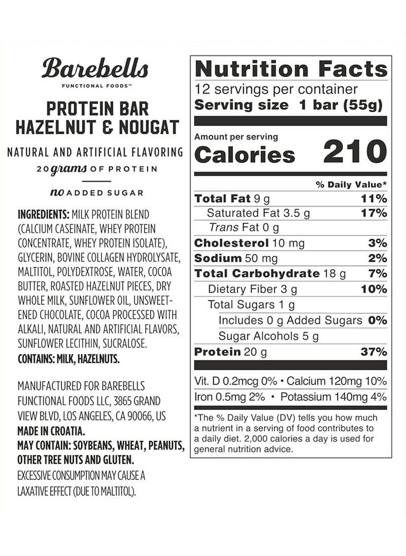 Barebells Hazelnut & Nougat Protein Bar 55g (20g Protein) - Image 4