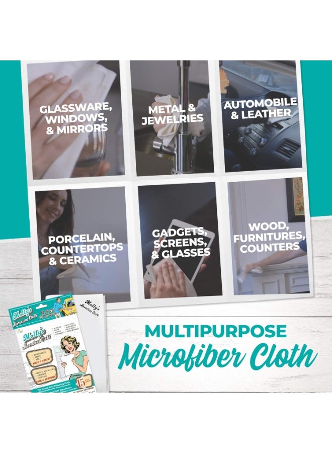 Home Spirit Molly's Marvelous Cloth, Streak-Free, Lint-Free Microfiber Cleaning Cloth, Polishing Cloth for Glass, Stainless Steel, Use for Kitchen, Bath, Cars, Detailing, Reusable (15.75" by 16") (15pk, White) - Image 3