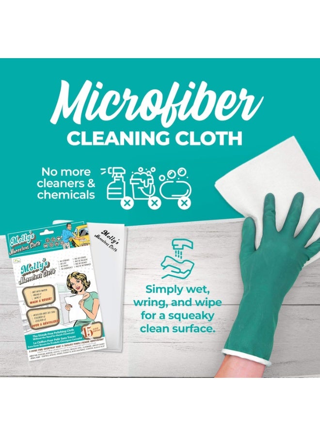 Home Spirit Molly's Marvelous Cloth, Streak-Free, Lint-Free Microfiber Cleaning Cloth, Polishing Cloth for Glass, Stainless Steel, Use for Kitchen, Bath, Cars, Detailing, Reusable (15.75" by 16") (15pk, White) - Image 2