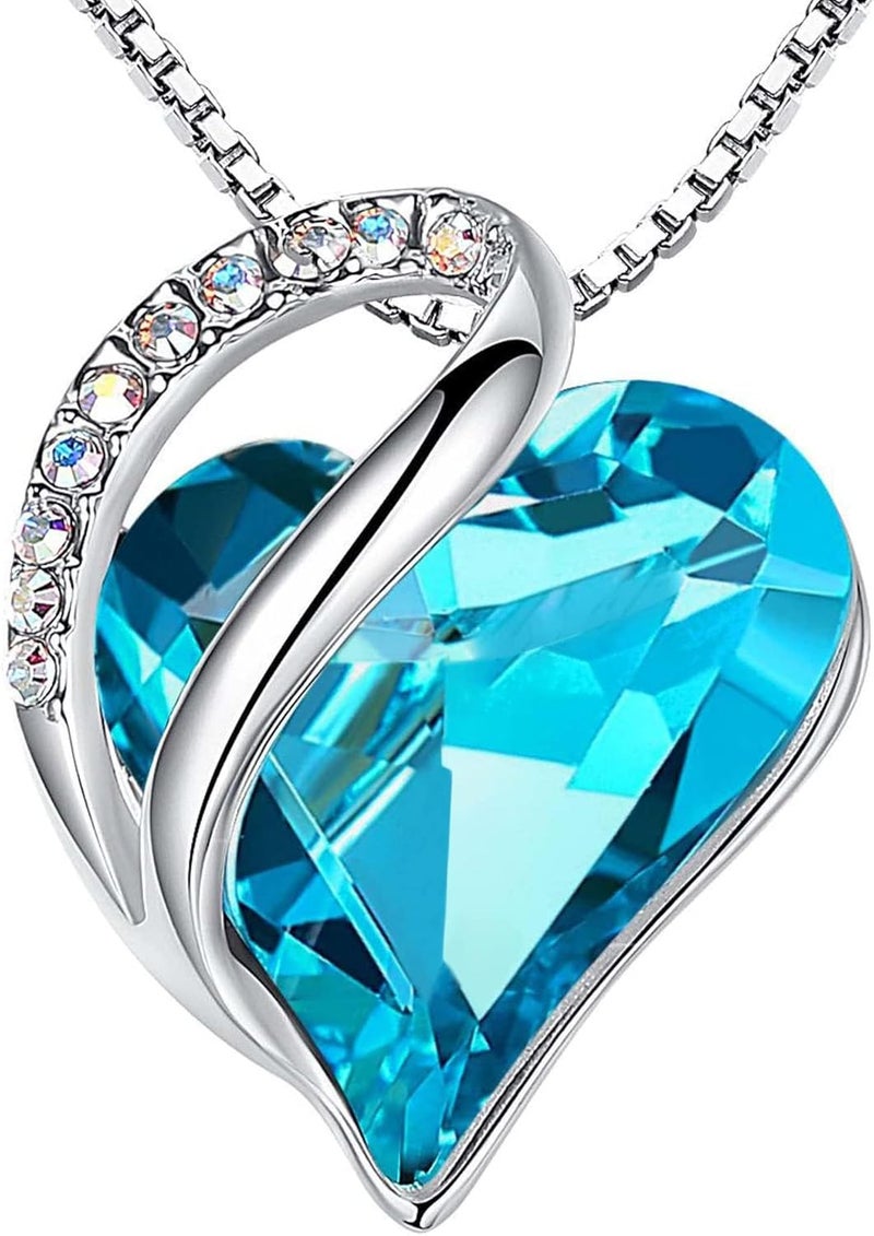 Leafael Valentine's Day Gift Necklaces for Women, Infinity Love Birthstone Heart Crystal Pendant, Birthday Anniversary Jewelry for Wife, Mom, and Her, Silver Plated, 18" + 2" Adjustable Chain - Image 1