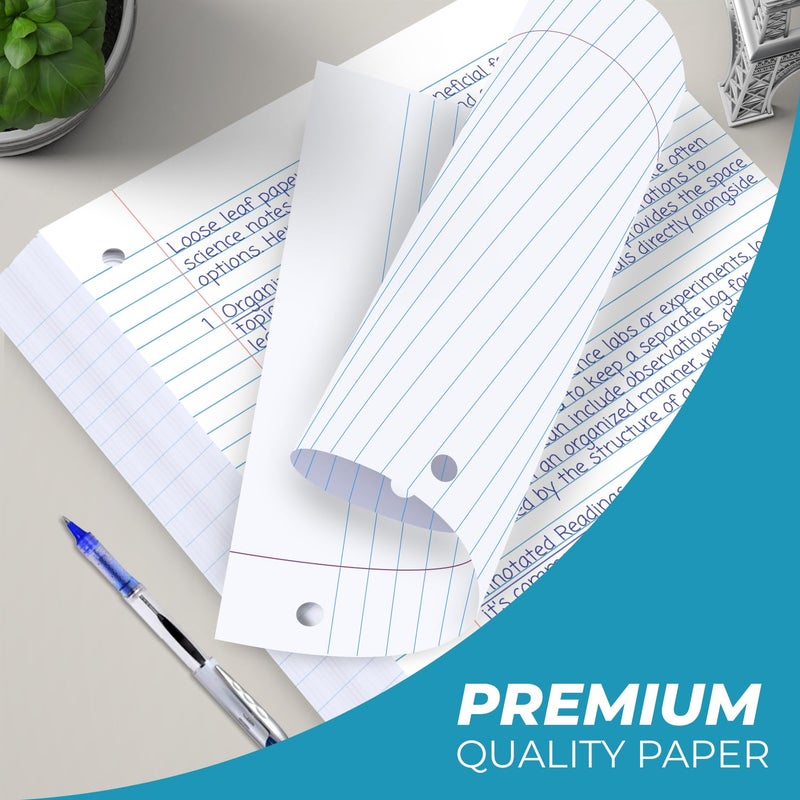 Rosmonde Loose Leaf Paper, 900 Sheets, 6 Pack, College Ruled, 8" x 10.5", Bulk Office Filler Paper, 3 Hole Punched, 150 Sheets/Pack, College Ruled Paper for 3 Ring Binder, Notebook Paper, White - Image 4