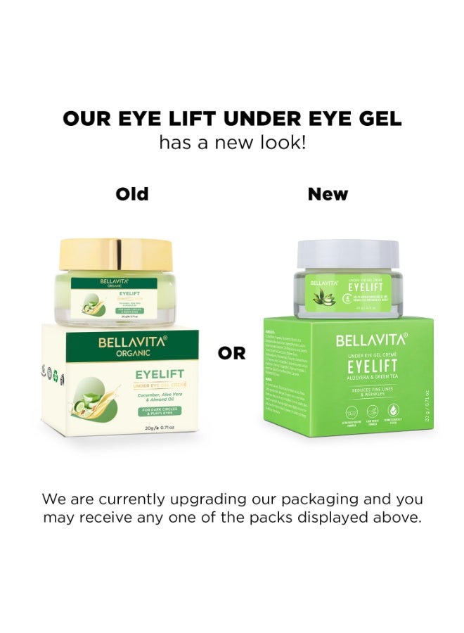 Bella Vita Organic EyeLift Hydrating Natural Under Eye Cream Gel for Dark Circles, Puffy Eyes, Wrinkles & Removal of Fine Lines for Women & Men, 20 gm - Image 2