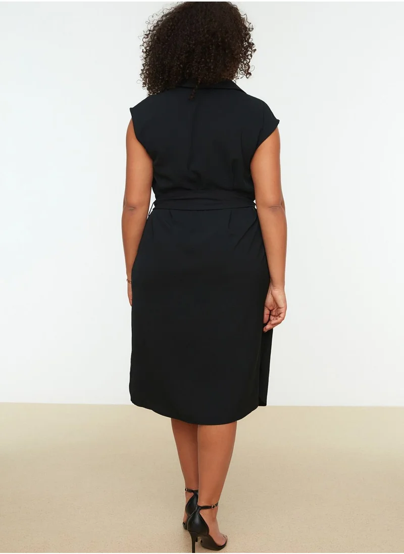 Trendyol Curve Tie Detail Button Down Dress