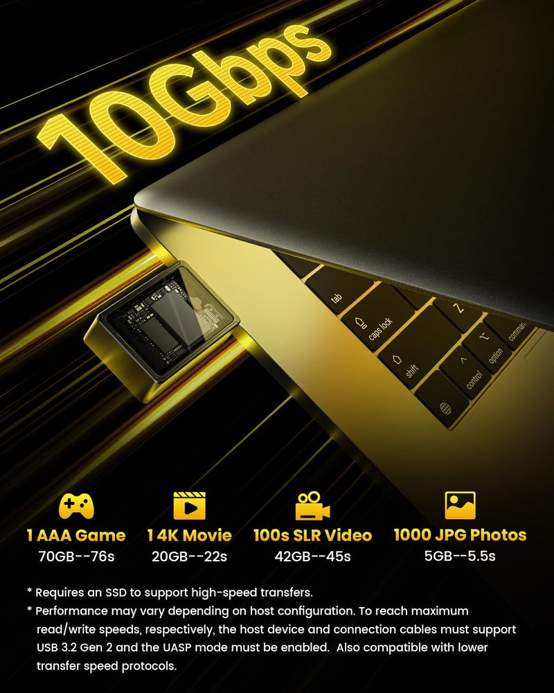Sharge Disk M.2 NVMe SSD Enclosure with Active Cooling System, 10Gbps USB C 3.2 Gen2, Enclosure NVMe Reader Supports M Keys and Size 2230 SSDs, Yellow - Image 4