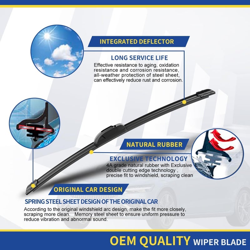 ANRDDO 3 Wipers Replacement For 2014 2015 2016 2017 2018 2019 2020 2021 2022 2023 Nissan Rogue Windshield Wiper Blades Original Equipment Replacement - 26"+17"+12" (Set of 3) U/J HOOK - Image 4