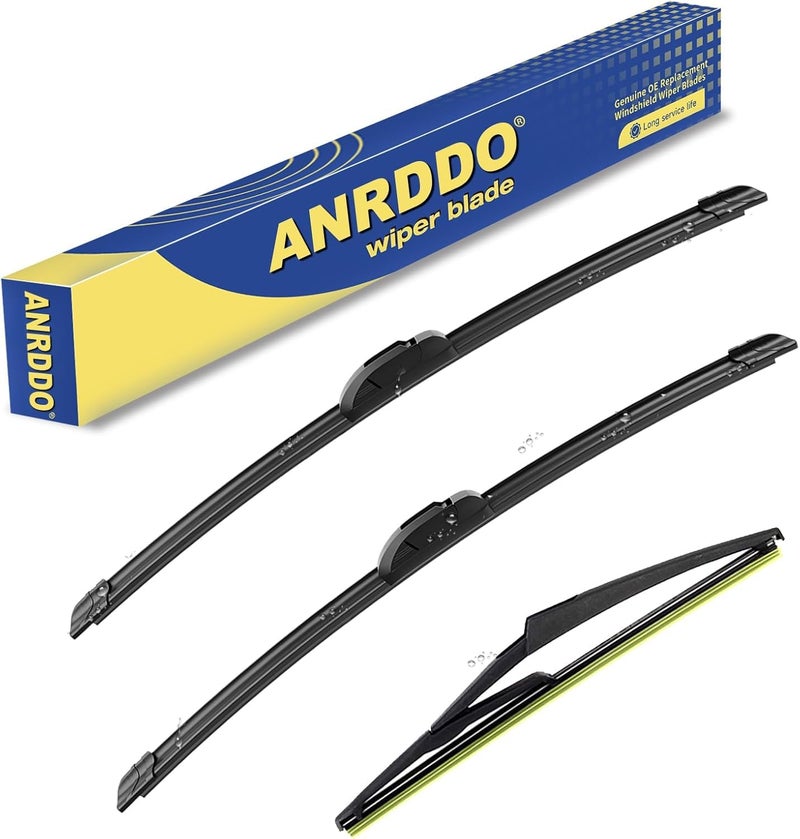 ANRDDO 3 Wipers Replacement For 2014 2015 2016 2017 2018 2019 2020 2021 2022 2023 Nissan Rogue Windshield Wiper Blades Original Equipment Replacement - 26"+17"+12" (Set of 3) U/J HOOK - Image 1