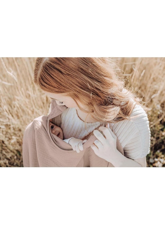 Konssy Muslin Nursing Cover for Baby Breastfeeding, Breathable 100% Cotton Breastfeeding Cover with Rigid Hoop for Mother Nursing Apron, Multi-use Carseat Canopy (Taupe) - Image 4