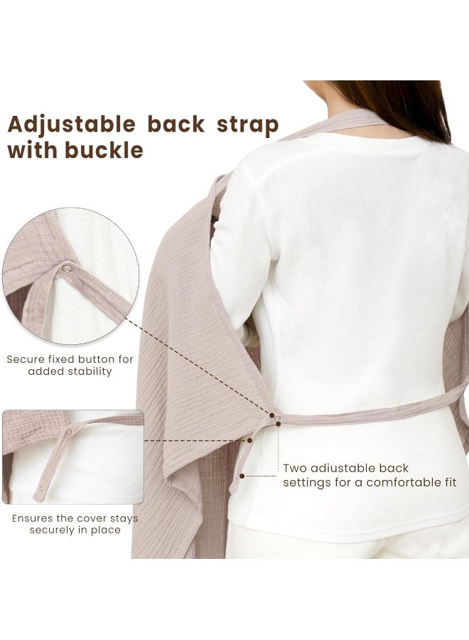 Konssy Muslin Nursing Cover for Baby Breastfeeding, Breathable 100% Cotton Breastfeeding Cover with Rigid Hoop for Mother Nursing Apron, Multi-use Carseat Canopy (Taupe) - Image 5